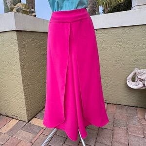 NWT Express Vibrant Pink Wide Leg Mid Rise  Pants Sz 4S/4C